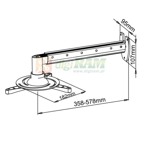 UCHWYT ścienny 36-58cm DO PROJEKTORA 15kg P-103 uniwersalny pełna regulacja