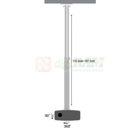 Ramię do projektora 110 -190cm sufitowe, 15kg, srebrne Ramię do projektora 110 -190cm sufitowe, 15kg, srebrne