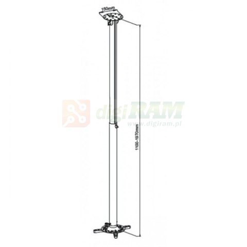 Ramię do projektora 110 -190cm sufitowe, 15kg, srebrne Ramię do projektora 110 -190cm sufitowe, 15kg, srebrne