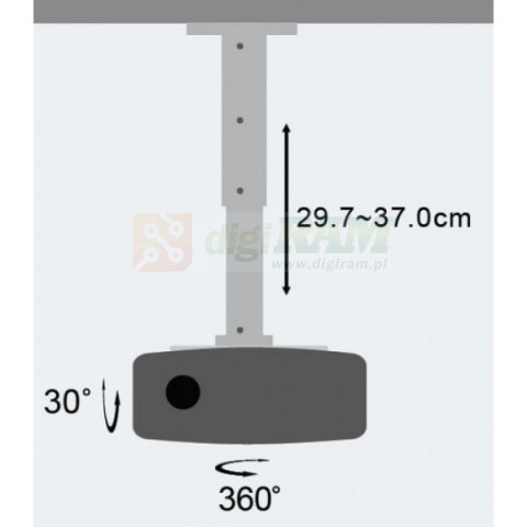 Ramię do projektora 30-37cm sufitowe, 15kg, srebrne Ramię do projektora 30-37cm sufitowe, 15kg, srebrne