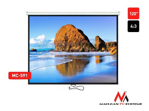 Ekran projekcyjny Maclean MC-591 120" 4:3 240x180 , Auto-Lock Biały Matowy Ściana Lub Sufit