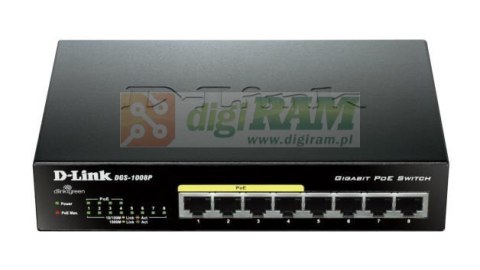 Switch niezarządzalny D-Link 8-portowy DGS-1008P PoE 10/100/1000 Gigabit