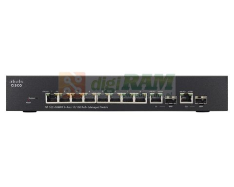 Switch zarządzalny Cisco SF302-08PP 8x10/100 PoE+ 2xSFP Combo