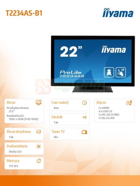 Monitor 22 cale T2234AS-B1 POJ.10PKT.IP65,HDMI,ANDROID 8.1, Monitor 22 cale T2234AS-B1 POJ.10PKT.IP65,HDMI,ANDROID 8.1,