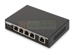 Switch Gigabit Desktop 4-portowy, 4x10/100/1000Mbps PoE+ af/at 62W, 1xUplink, metalowa obudowa