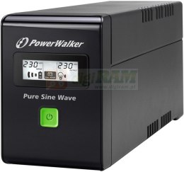 UPS POWER WALKER LINE-INTERACTIVE 600VA 3X IEC 230V,PURE SINE WAVE,RJ11/45 IN/OUT,USB,LCD (Pełna sinusoida)