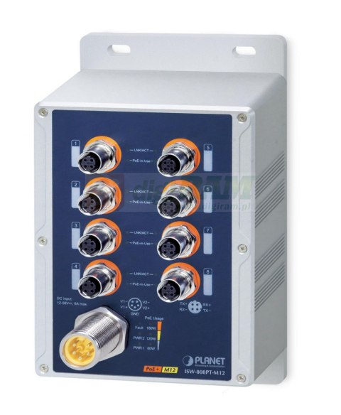 Planet ISW-808PT-M12 IP67-rated Industrial 8-Port