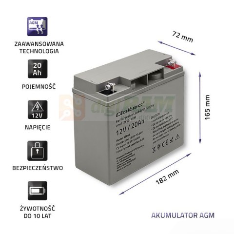 Akumulator AGM | 12V | 20Ah | max. 300A Akumulator AGM | 12V | 20Ah | max. 300A