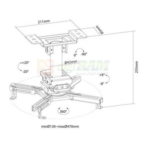 Uchwyt do projektora sufitowy CL25-530BL1 Uchwyt do projektora sufitowy CL25-530BL1