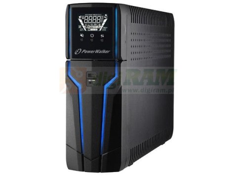 Zasilacz awaryjny UPS Power Walker Line-Interactive 1000VA 4xPL 230V, USB, LCD, 2x ładowarka USB, RGB