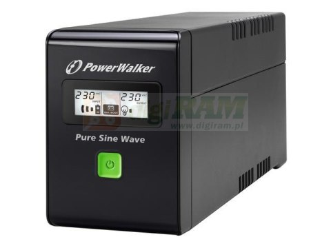 Zasilacz awaryjny UPS Power Walker Line-Interactive 600VA 2x PL 230V RJ11/45 USB LCD