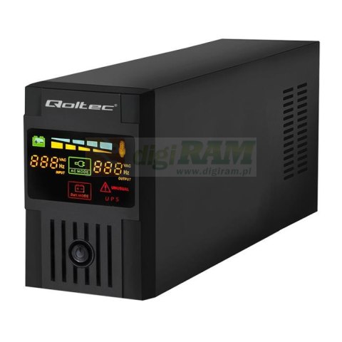 Zasilacz awaryjny UPS Qoltec 600VA | 360W | LCD | USB