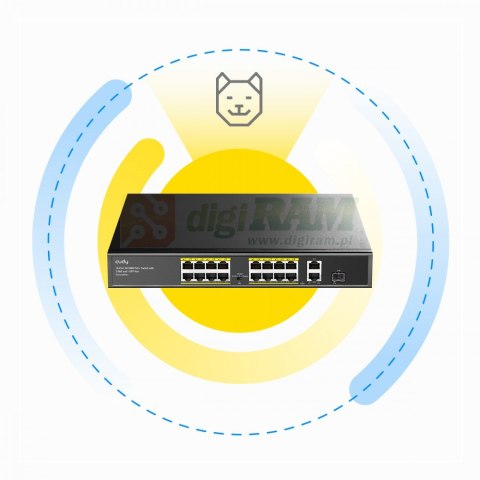 Przełącznik FS1018PS1 16xFE PoE+ 200W 1xSFP Przełącznik FS1018PS1 16xFE PoE+ 200W 1xSFP