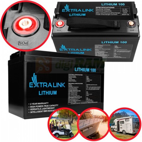 Akumulator LiFePO4 100AH 12.8V BMS EX.30455 Akumulator LiFePO4 100AH 12.8V BMS EX.30455