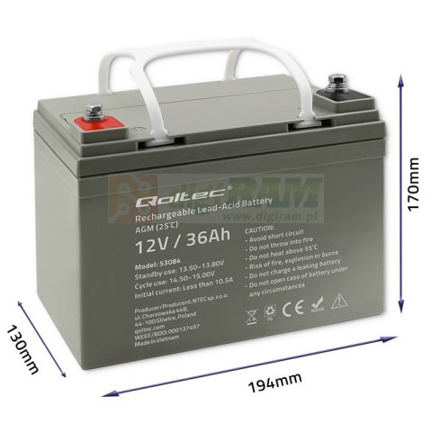 Akumulator AGM | 12V | 36Ah | max. 540A Akumulator AGM | 12V | 36Ah | max. 540A