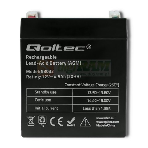 Akumulator AGM | 12V | 4.5Ah | max.1.35A Akumulator AGM | 12V | 4.5Ah | max.1.35A