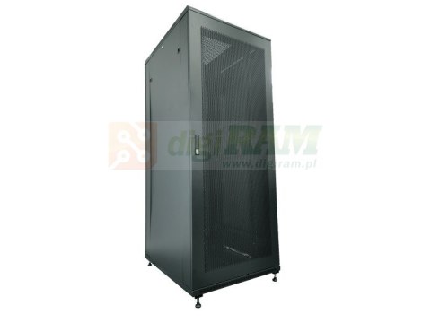 Q-LANTEC Szafa serwerowa 42U 19" 800x1000, drzwi przednie stalowe perforowane, kolor czarny FLAT PACK