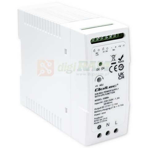 Zasilacz na szynę DIN z funkcją UPS | 60W