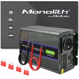 Qoltec Przetwornica napięcia Monolith 2000 MS Wave | 12V na 230V | 1000/2000W | USB