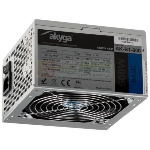 Zasilacz Akyga Basic AK-B1-600 (600 W; Pasywne; 120 mm)