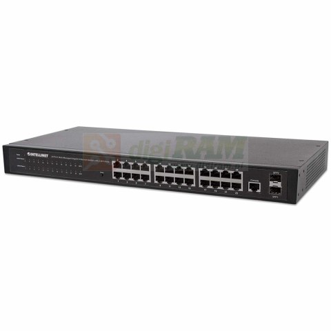 GIGA SWITCH 24x RJ45 + 2x SFP WEB-SMART VLAN QOS RACK