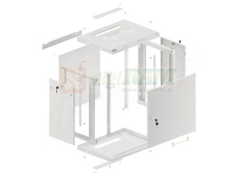 LANBERG SZAFA WISZĄCA RACK 19" 12U 600X450 DRZWI METALOWE SZARA (FLAT PACK) WF01-6412-00S