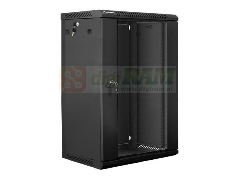 Szafa rack Lanberg WF01-6418-10B (18U; 900mm / 600mm / 450 mm; wisząca; Szklane; 19''; kolor czarny)