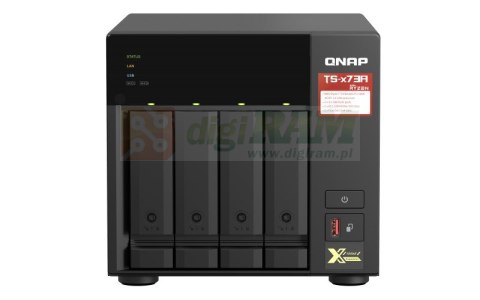 Qnap TS-473A-8G, Tower, 4 x 2.5"/3.5" SATA , AMD Ryzen V1500B 4C/8T, 8GB DDR4 (Max. 64GB), 2 x 2.5GbE, optional 10GbE, Single PS