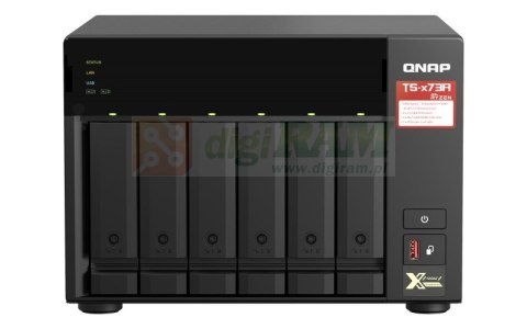 Qnap TS-673A-8G, Tower, 6 x 2.5"/3.5" SATA, AMD Ryzen V1500B 4C/8T, 8GB DDR4 (Max. 64GB), 2 x 2.5GbE, optional 10GbE, Single PSU