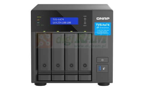 Qnap TVS-h474-PT-8G, Tower, 4 x 2.5"/3.5" SATA , Intel Pentium Gold G7400 2C/4T, 8GB (1x 8GB) DDR4 SODIMM (Max. 128GB), 2 x 2.5G