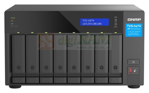 Qnap TVS-h874-i7-32G, Tower, 8 x 2.5"/3.5" SATA, Intel Core i7 12C/20T, 32GB DDR4 (max. 64GB), 2 x 2.5GbE, Single PSU, 350W