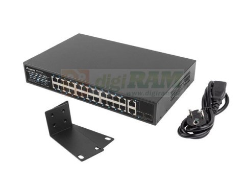 SWITCH LANBERG RSFE-24P-2C-250 24X 100MB POE+/2X COMBO RACK 19" GIGABIT ETHERNET 250W