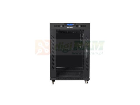 LANBERG SZAFA STOJĄCA RACK 19" 15U 600X600 DRZWI SZKLANE LCD CZARNA FF01-6615-12BL (FLAT PACK)