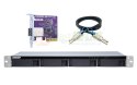 Qnap TL-R400S Expansion unit, 1U rackmount, 4x 2.5/3.5" SATA, with a QXP-400eS-A1164 PCIe SATA host card and 1 SFF-8088 to SFF-8