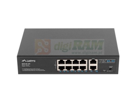 LANBERG SWITCH POE+ RACK 10"/19" (8X 100MB/S POE+, 2X 1GB/S) RSFE-8P-2GE-120