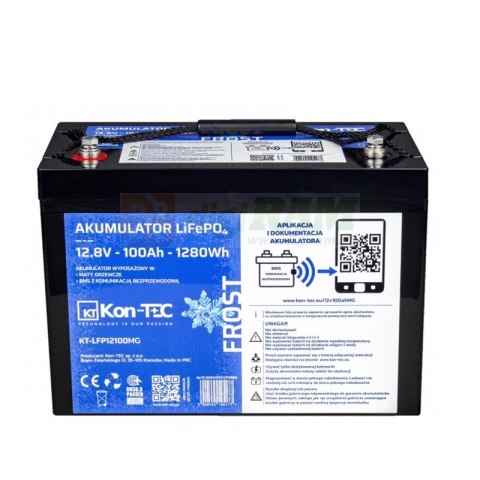 Akumulator LiFePO4 12V (12,8V) 100Ah Kon-TEC Maty grzewcze