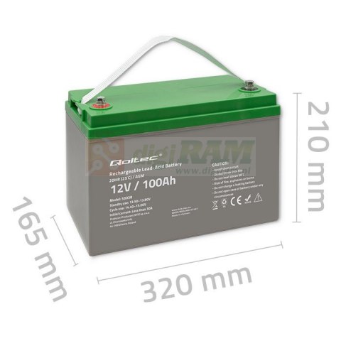 Akumulator AGM | 12V | 100Ah | max.30A Akumulator AGM | 12V | 100Ah | max.30A