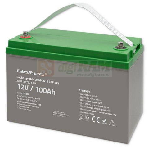 Akumulator AGM | 12V | 100Ah | max.30A Akumulator AGM | 12V | 100Ah | max.30A