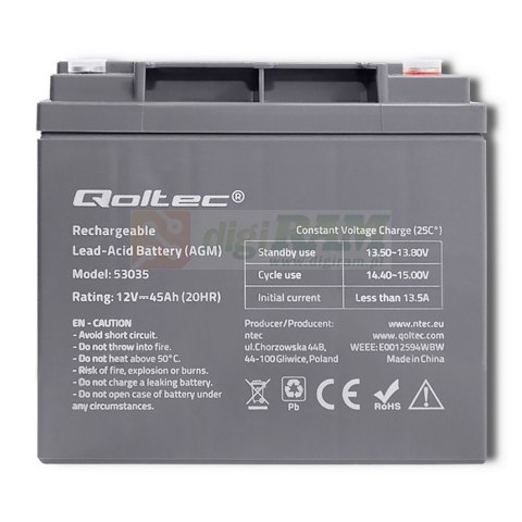 Akumulator AGM | 12V | 45Ah | max. 13.5A Akumulator AGM | 12V | 45Ah | max. 13.5A