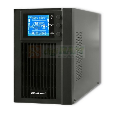 Zasilacz awaryjny UPS, on-line, czysta fala sinusoidalna, 1KVA, 800W, LCD, USB