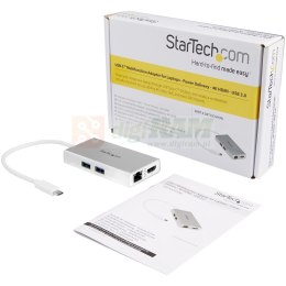 StarTech.com DKT30CHPDW stacja dokująca Przewodowa USB 3.2 Gen 1 (3.1 Gen 1) Type-C Srebrny, Biały