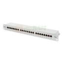 Digitus Panel krosowy (patch panel) 19'' 24x RJ45, LSA poziom, kat.5e, ekranowany, 1U, szary, prowadnica kabli