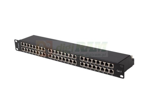 PATCH PANEL 48 PORT 1U 19" KAT.5E FTP EKRANOWANY CZARNY LANBERG