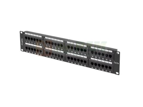 PATCH PANEL 48 PORT 2U 19" KAT.5E UTP CZARNY LANBERG