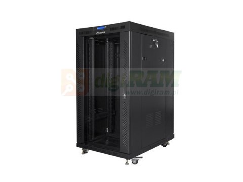 SZAFA INSTALACYJNA RACK STOJĄCA 19" 22U 800X1000 CZARNA DRZWI SZKLANE LCD LANBERG (FLAT PACK) V2