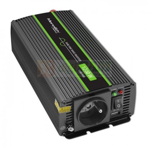 QOLTEC PRZETWORNICA NAPIĘCIA MONOLITH | 600W | 1200W | 12V NA 230V | CZYSTY SINUS