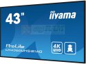 Iiyama LH4360UHS-B1AG signage display Cyfrowa tablica A 108 cm (42.5") LED Wi-Fi 500 cd/m2 4K Ultra HD Czarny Procesor wbudowany