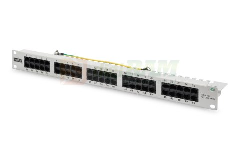 Digitus Panel krosowy (patch panel) ISDN 19" 50x RJ45 (8P4C), LSA poziom, kat.3, nieekranowany, 1U, szary