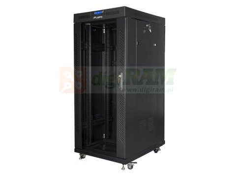 SZAFA INSTALACYJNA RACK STOJĄCA 19" 27U 800X1200 CZARNA DRZWI SZKLANE LCD LANBERG (FLAT PACK)