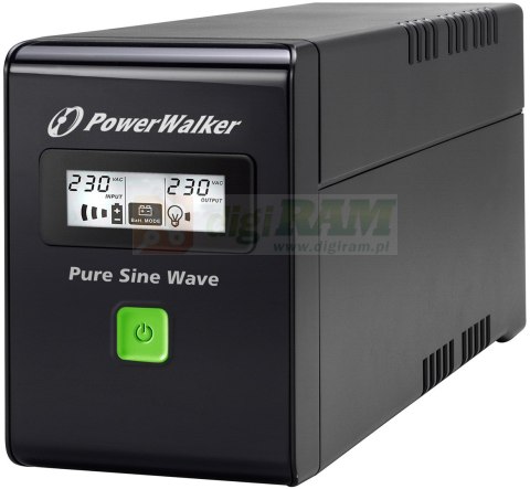 PowerWalker VI 600 SW FR Technologia line-interactive 0,6 kVA 360 W 2 x gniazdo sieciowe